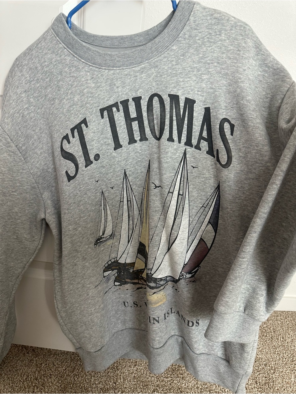 Hollister Gray 'St. Thomas' Sailboat Graphic Crewneck